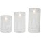 Northlight LED Flameless Flickering Snowy Woodland Glass Christmas Pillar Candles - 6" - Set of 3